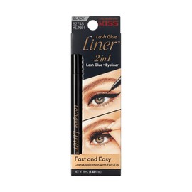 Pegamento para pestañas en Delineador Negro KISS Lash Glue Liner Black Lash Glue and Eyeliner Punta Fina Larga duración