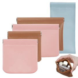 Molirex 5 PCS Small Makeup Bag for Women Mini Portable Cosmetic Bags Coin Purse Travel Storage Pouch, Pink& Brown