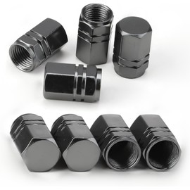 THJOPOKEEL 8 Piezas Tapones de válvula de neumático para automóvil, a Prueba de Polvo, Forma Hexagonal (Negro)