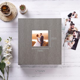 potricher Photo Album 4x6 1000 Photos Large Capacity Leather cover Picture Albums with 1000 Horizontal and Vertical Pockets for Family Wedding Anniversary Baby (Gray,1000 Pockets)