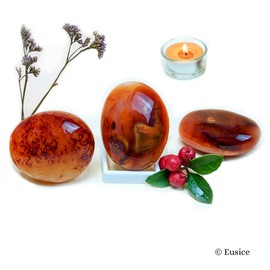EUSICE - Carnelian Natural Stone, Healing Stone Joy & Dynamics, 100% Handmade & Handmade, Ethical & High-Quality Carnelian for Wellness, Meditation, Yoga and Collecting