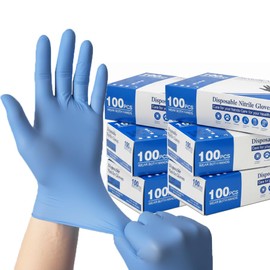 tete plus Nitrile Gloves, M, 100 Pieces x 6 Boxes, Heavy Duty, Fingertip Thickness 0.005 inches (0.125 mm), Food Sanitation Law Compliant, Latex-Free, Nitrile Gloves, Blue, Disposable Gloves, Powder