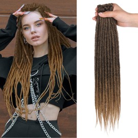 Mscat 18 Inch Synthetic Dreadlock Extensions 20 Strands 0.6 cm Width Single Ended Crochet Dreads Reggae Style Braiding Hair Ombre Brown Handmade Loc Extensions