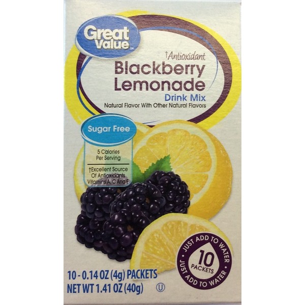 Great Value Sugar free Low calorie Blackberry Lemonade Drink Mix 10 packets (6 of 10 packets)