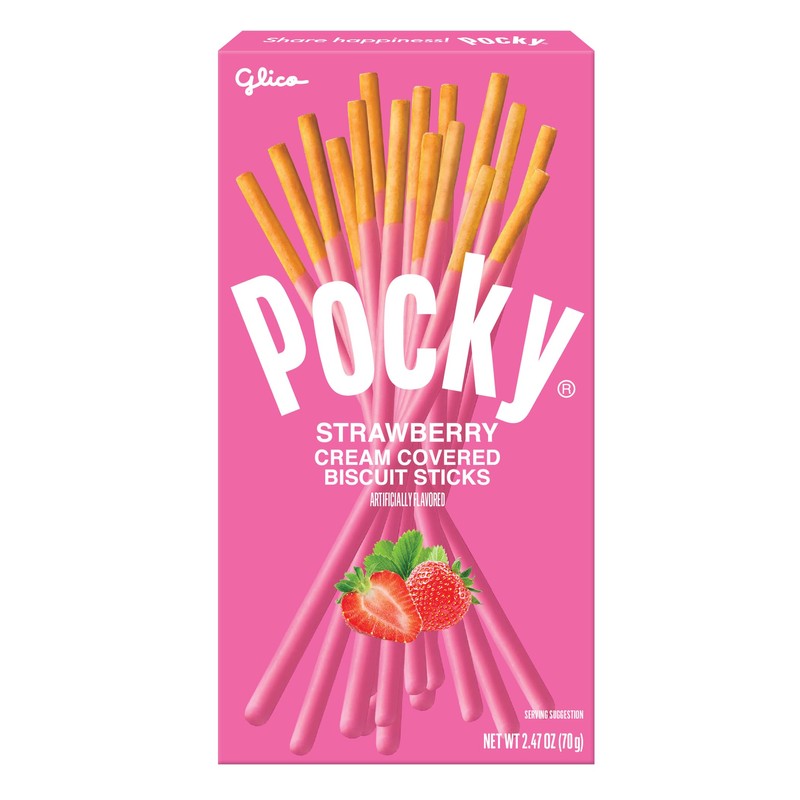 Pocky Strawberry Biscuit Sticks – Sweet Strawberry-Covered Crunchy Snack, Mess-Free