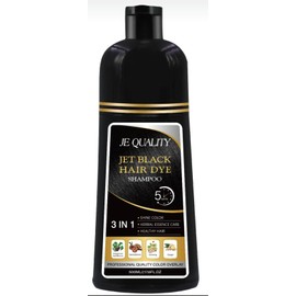 JE Quality Jet Black Hair Dye Shampoo, 17.6 Fl Oz (Pack of 1)