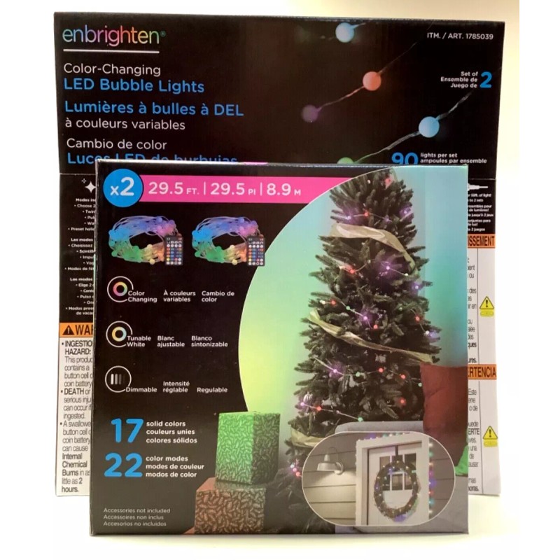 Enbrighten 30ft Color Changing Bubble Lights 2 Strings x 90