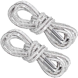 Mxxipp 2pcs Glitter Rhinestone Rope, Sparkly Crystal Shoe Laces, Bling Round Drawstring Cords Replacement for Hoodies Sweatpants Shorts Shoes Bags Accessories- White
