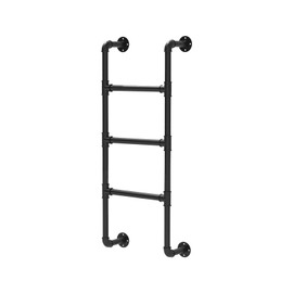 Bunk Bed Ladder Loft Ladder Basement Window Well Egress Ladder Emergency Fire Climbing Ladder Wall Mounted Metal Stepladder for Attic,RV,Library,Deck,Dorm,Easy Install Loads 330lbs(Black)
