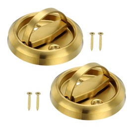 PATIKIL Recessed Door Handles, 2 Pcs Round Flush Pulls Stainless Steel Furniture Locks Hidden Embedded Fireproof Door Furniture Pull Gold