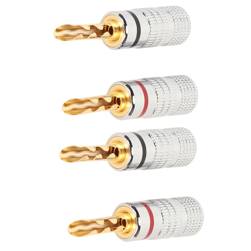 2 Pairs BFA Banana Plug 4mm Gold Plated Brass Serrated