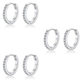 GXGM 3 Pairs Earrings Hoop Earrings Silver Earrings for Women Hypoallergenic Earrings Small Sleeping Hoop Earrings Silver Hoop Set, Stainless Steel