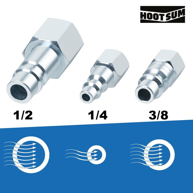 HOOTSUM 1/2” Air Hose Fittings Set, High Flow 2PCS I/M