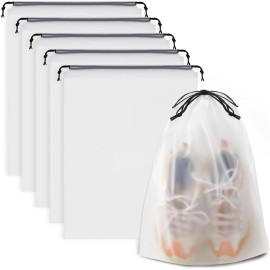 COIDEA Clear Shoe Bags for Travel 5 PCS, 15.7" x 11.8" Drawstring Travel Shoe Bags