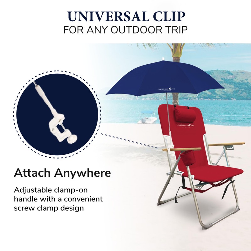 Caribbean Joe Clamp On Umbrella for Beach Chair, Adjustable and