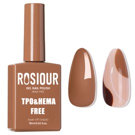 Rosiour TPO and Hema Free Caramel Brown Gel Nail Polish- 18ml Hypoallergenic Non Toxic Dark Nude Nail Polish Gel, Long Lasting Soak Off UV Nail Polish for Manicure Nail Design Salon Home DIY
