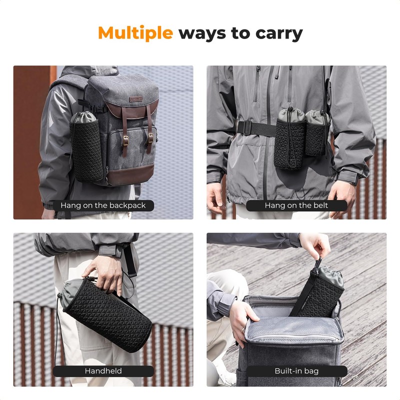 K&F Concept 4 Sizes Soft Drawstring Lens Pouch for Canon