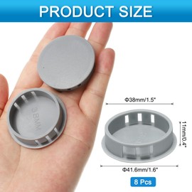 uxcell 8pcs Nylon Plastic Hole Plugs, 1-1/2"(38mm) Round Drill Screw Hole Plugs Covers Knockout Locking Plastic Plugs Insert End Caps for Kitchen Cabinet Furniture, Dark Gray