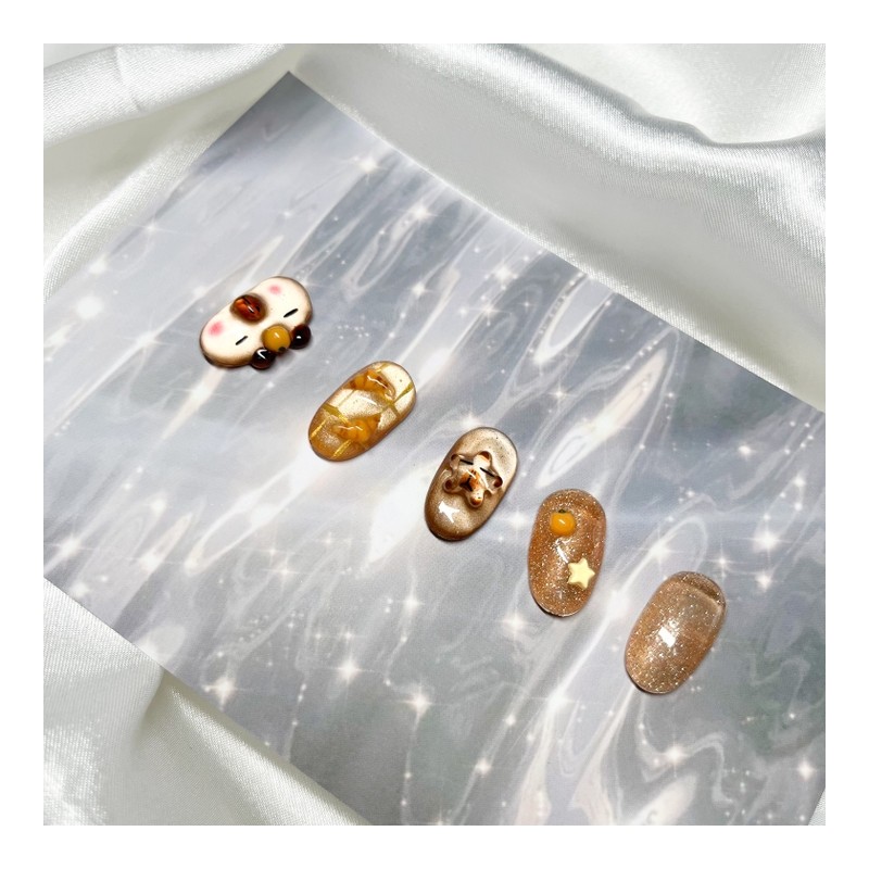 [Handmade Nail Tips] Capybara Nails - Coffin / [수제네일팁] 카피바라