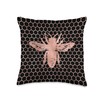 Bee Lover Beehive Farmhouse Pink Black Honeycomb Gift Throw Pillow
