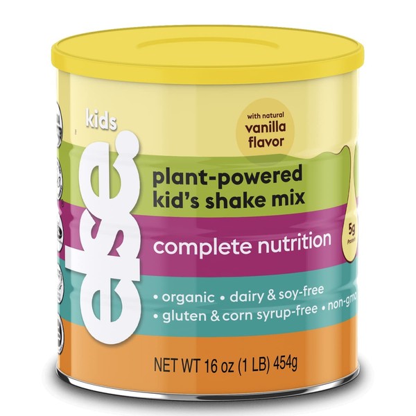 Else Nutrition Kids Organic complete nutrition Shake Powder, Plant-Based, Less Sugar, Clean, Complete Childrens’ Nutritional Drink Mix, Whey-free, Soy-free, Dairy-Free, 16 oz, Creamy Vanilla