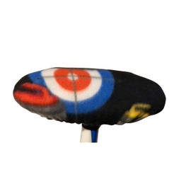 Handmade Curling Broom Cover Black Fleece with Curlings Stones