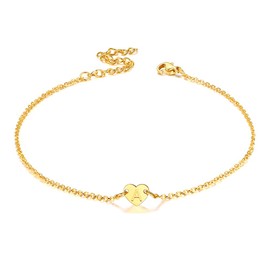 FaithHeart Ladies’ Summer Anklet - Choice of 26 Letters - Stainless Steel, Silver/Gold-Plated Girls’ Friendship Anklet - 22 cm + 5 cm Name Chain, Gold Plated, a