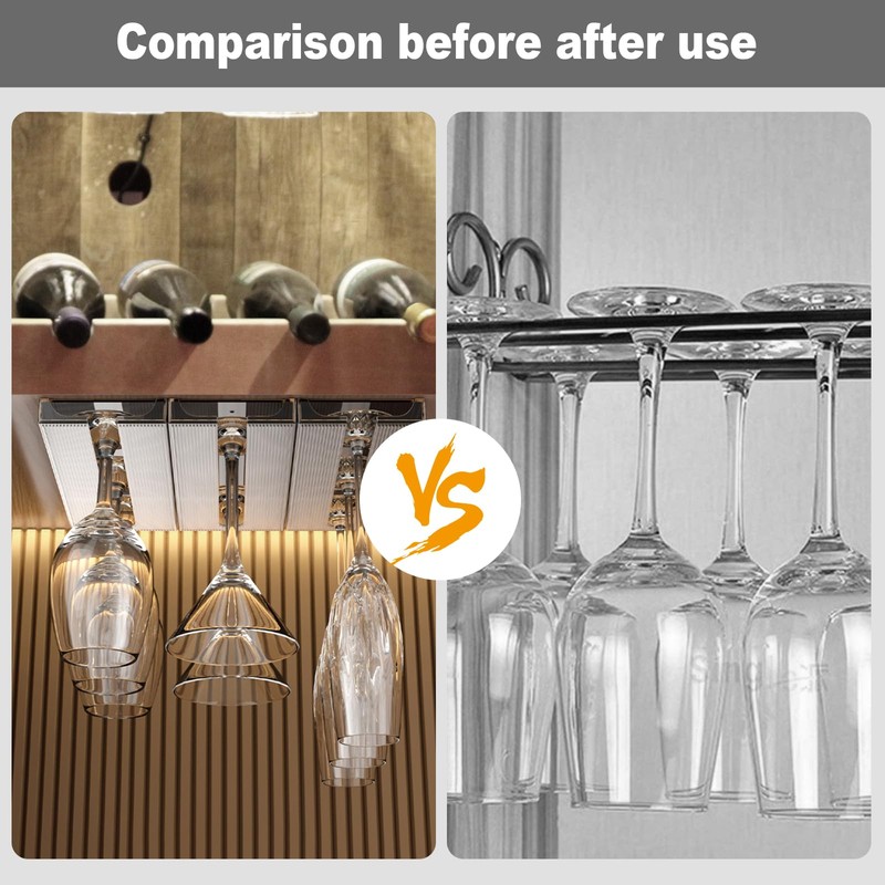 DESONAUT 2 Pcs Wine Glass Holder,Stemware Rack Punch-free Hanging Under
