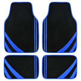 CAR PASS Faux Leather Car Mats Blue Edge Waterproof Car Floor Mats Car Carpet Mats 4 Pieces with Double Stitch Line Anti-Slip Backing Design, Universal Fit for Most Vehicles,SUVs,Sedan,Vans