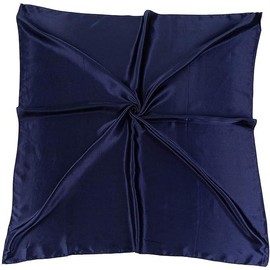 New Satin Solid Silk Scarf Hijab Plain Shiny Soft Big Large Square Head Neck Wrap 90cm X 90cm (Navy)