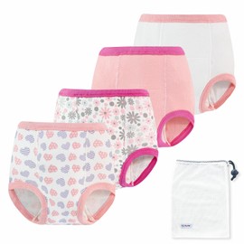 EZ Moms 4 Packs Training Pants 3t-4t High Waist Cotton Training Underwear Toddler Reusable Potty Training Underwear For Girls 3T Underwear Girls Training Underwear 3t Training Underwear 2t-3t