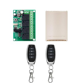 QIACHIP DC 6 V 12 V 24 V 4CH Channel Remote Control Switch Wireless, 433 MHz Wireless Relay Receiver Module with 2 RF Transmitters for Light, Garage Door, Motor, Electric Curtain