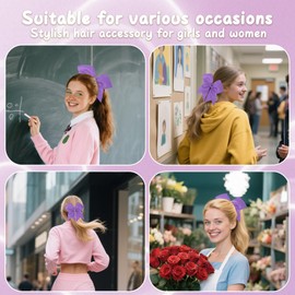 Scrunchie 8 Inch Large Cheer Bows,2Pcs Cheerleading Hair Accessories, Elastic Ponytail Holder, Hair Bows for Girls Softball, Softball Hair Bow, School Cheer Accessories, Hair Tie