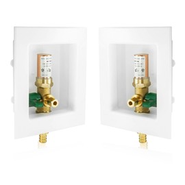 2-PACK GUOFIS Icemaker Outlet Box with 1/2" PEX Crimp Inlet Connect, Ice Maker Box with Pre-installed 1/4-Turn Ball Valve(Copper Hammer Arrestor)