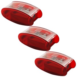KUM AZ105.30.16-R - AS2 Long Cone Sharpener, Pack of 3, Sharpener with Container, 2 Spare Blades, Red