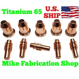 plasma Xtream 10 Piece kit, For Harbor Freight Titanium TI-PC65 Nozzles & Electrodes 65 Amp