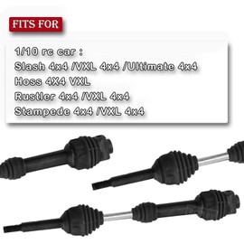 RCMYou Drive Shaft Axles Upgrades Part for 1/10 Slash VXL 4X4,Hoss VXL 4X4 4WD,Stampede VXL 4X4 4WD,Rustler VXL 4X4 4WD,4Pcs Front Rear Driveshaft CVD Hops Up,Black