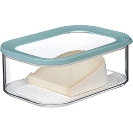 Mepal Modula Cheese Jar - 2000 ml Capacity - Fridge Container for Cheese Pieces and Slice Cheese - with Anti-Condensing Insert - Dishwasher Safe Plastic Nordic Green 22.4 x 16 x 8.6 cm