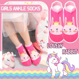 ANTSANG Kids Girls Ankle Socks Funny Odd Novelty Cute Low Cut No Show Fashion Cartoon Socks Gifts Stocking Fillers 6 Pairs (Animal,1-3 Y)