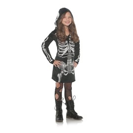 UNDERWRAPS Little Girl's Skeleton Bones Hoodie Dress - Small