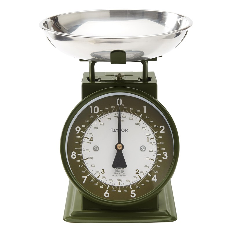 Taylor Analog Kitchen Scale, Stainless Steel Mechanical Food Scale with