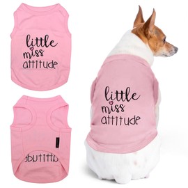 Parisian Pet Funny Cute Dog Cat Pet Shirts Caution Can't Control My Licker, I Work Out, Little Monster, WTF, BFF, Bling $, Got Treats, Babe Magnet, Little Miss Attitude (Little Miss Attitude, XS)