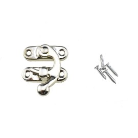 Hahiyo 1.26 Inch Length Right Latch Hook Hasp with 40 Screws Smooth Swivel Close Securely Neutral Appearance Carbon Steel Decorative Buckle Lock Hasp Silver 10 PCS for Gift Cases Music Jewelry Boxes