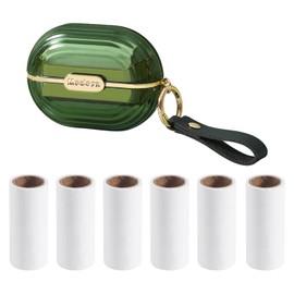 ZHU YU CHUN Handy Double-Sided Travel Lint Roller with Hand Strap, 7-Fill Luxury Clothing Bag Dust Fluff Adhesive Reusable Mini Extra Adhesive Dog Cat Pet Adhesive, Small Pocket Reusable Lint (Green)