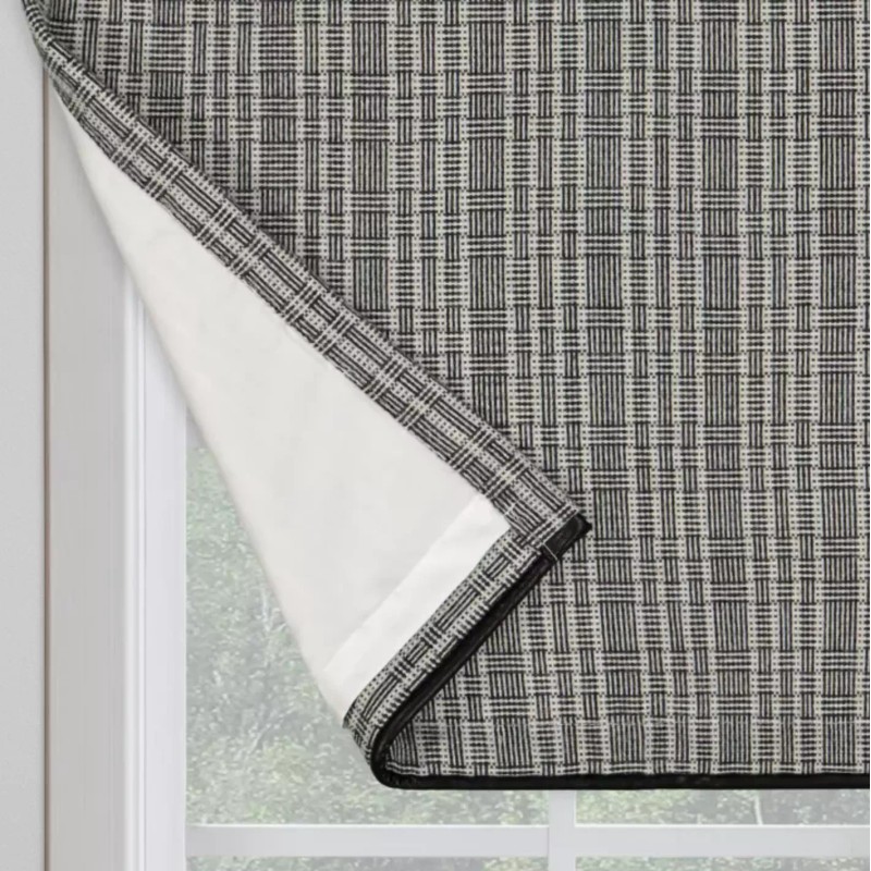 Bee and Willow Woven Basketweave Charcoal Rod Pocket Lined Curtain