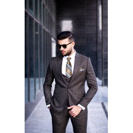 DiBanGu Mens Striped Tie Silk Woven Necktie and Pocket Square Cufflinks Tie Clip Set Wedding Business Formal Gift Tie for Men, Champagne and Grey