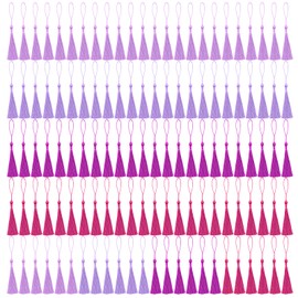 NACHLYNN Pack of 120 Bookmark Tassels 13 cm / 5 Inch Mini Tassels Purple Series Handmade Tassels for Jewellery Making Key Chain with Loops Dress Decoration DIY Craft Accessories