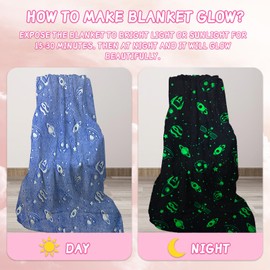 HZVRTN Cuddly Blanket Children's Space Blanket, Soft Warm Fluffy Cuddly Blanket Glow in the Dark, Gifts for Boys Girls Bed Couch Sofa Children's Blanket (Galaxy C, 130 x 150 cm)