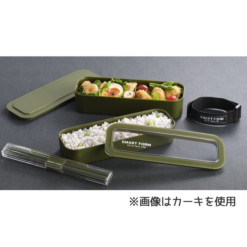 Iwasaki Industries B-1484 GN Lunch Box, 3-Way Slim, Easy Care,