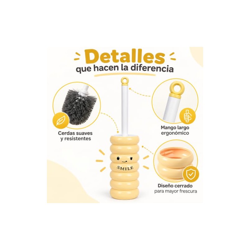 ALIMOTA Juego de 2 Escobillas para Inodoro Amarillo Diseño Sonriente